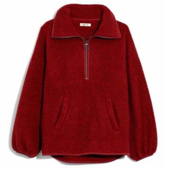 Madewell x Polartec Heathered Red Fleece Half-Zip Jacket XS/S - Picture 1 of 4